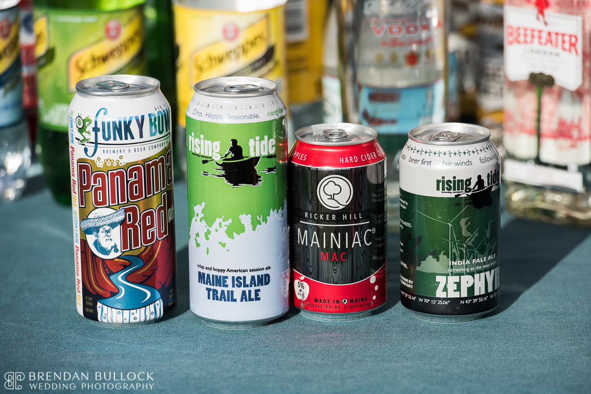 Beers offered for a wedding beverage service